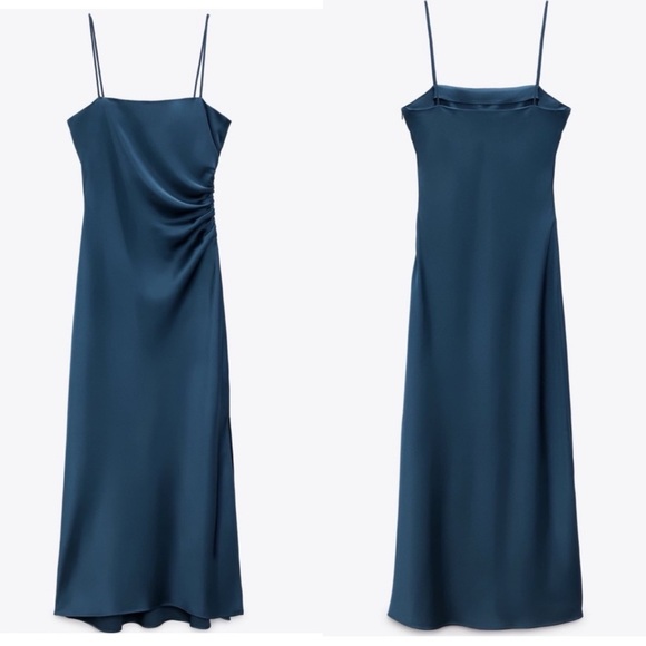 Zara Satin Slip Dress in Black Sz M LBD/ NYE✨ - Picture 2 of 16